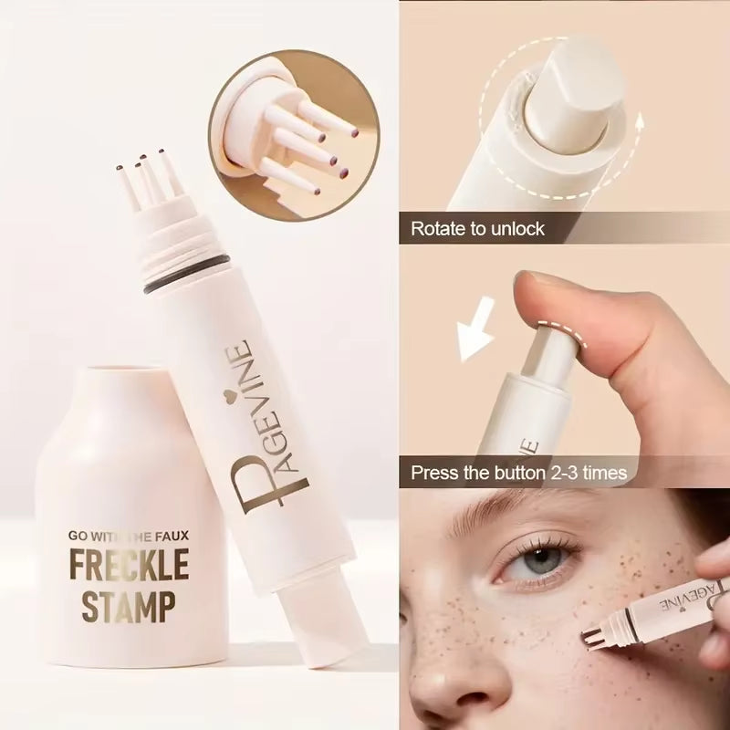 Transform Your Look with the 4-In-1 Natural Freckle Stamp Pen - Fast-Dry, Waterproof, and Effortlessly Create Beautiful Temporary Freckles!