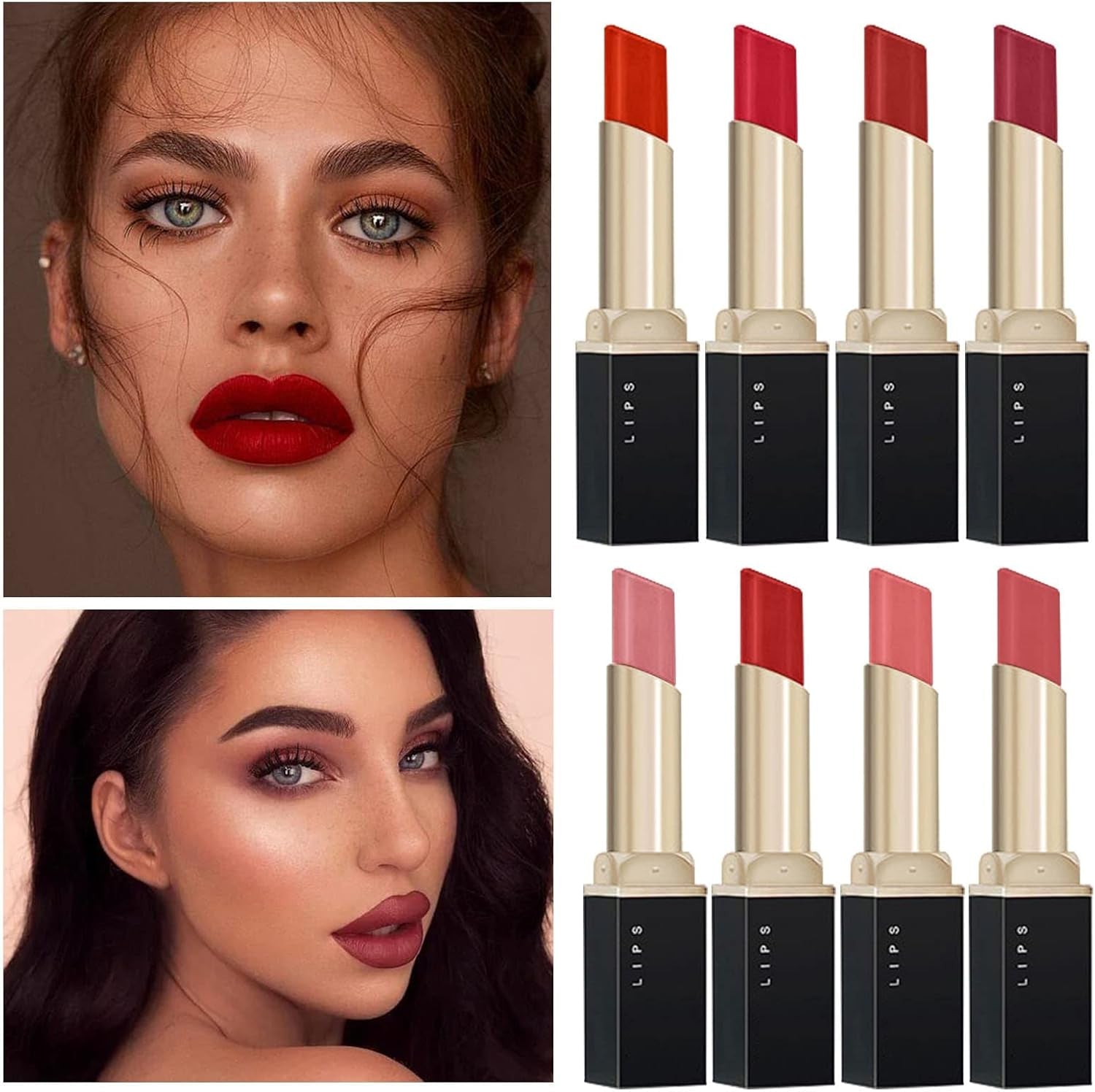 Revitalize Your Look with Our Non-Staining Red Lipstick and Liner Set - Perfect for Sensitive Skin!