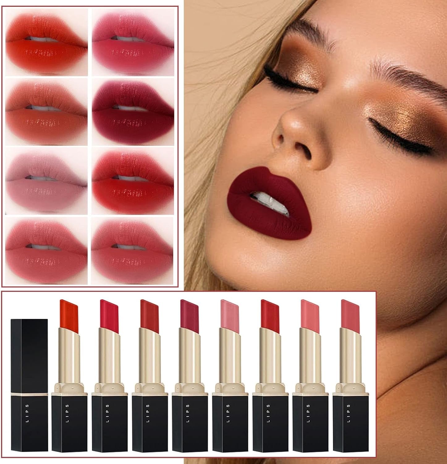 Revitalize Your Look with Our Non-Staining Red Lipstick and Liner Set - Perfect for Sensitive Skin!