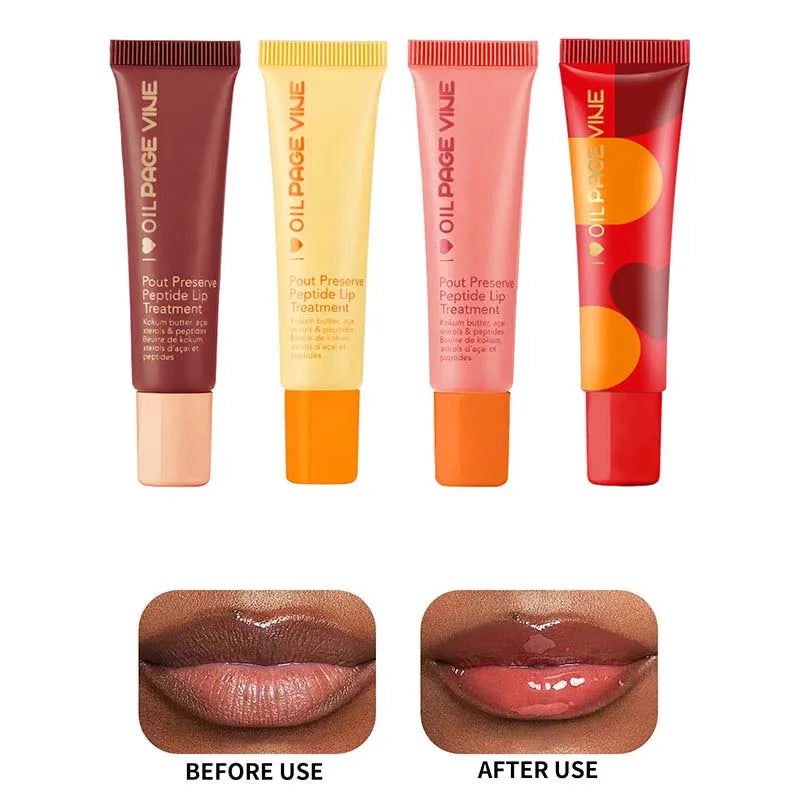 Hydrating Peptide Lip Gloss Transparent Lip Tinted Protection Oil Hydrating,Lip Balm Lip Plumping Moisturizing Lip Glaze Makeup